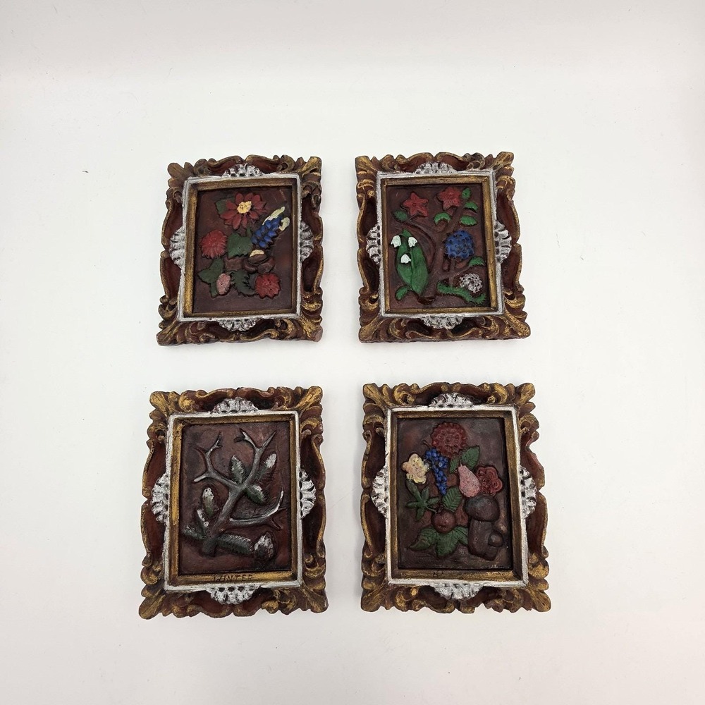 Bavarian Art‎ Wax 3D Wall Hanaging Art. 4 Wall Plaques